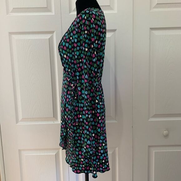 Helen Wang Hearts Wrap Front Dress Tunic Top Black - Picture 6 of 9